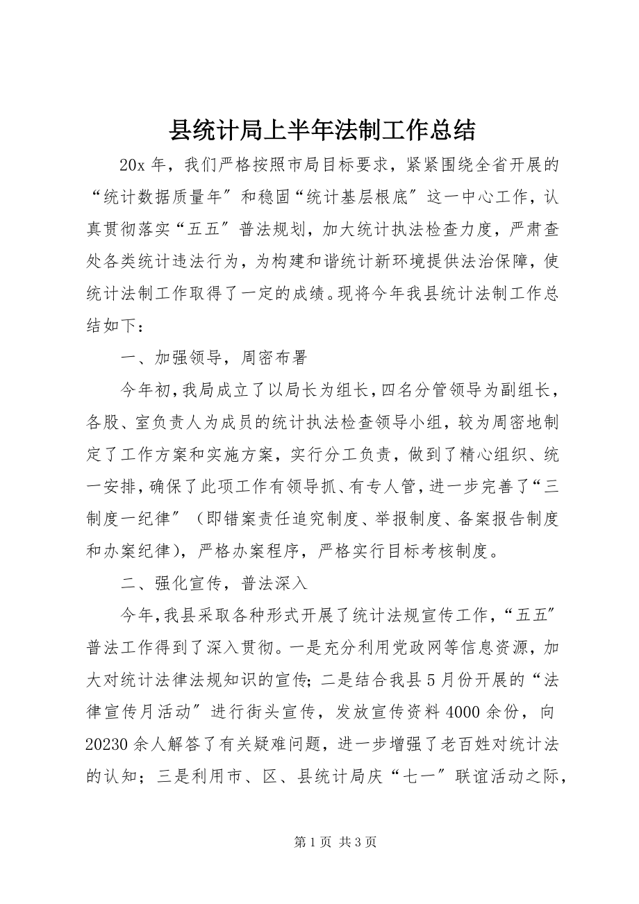 2023年县统计局上半年法制工作总结.docx_第1页