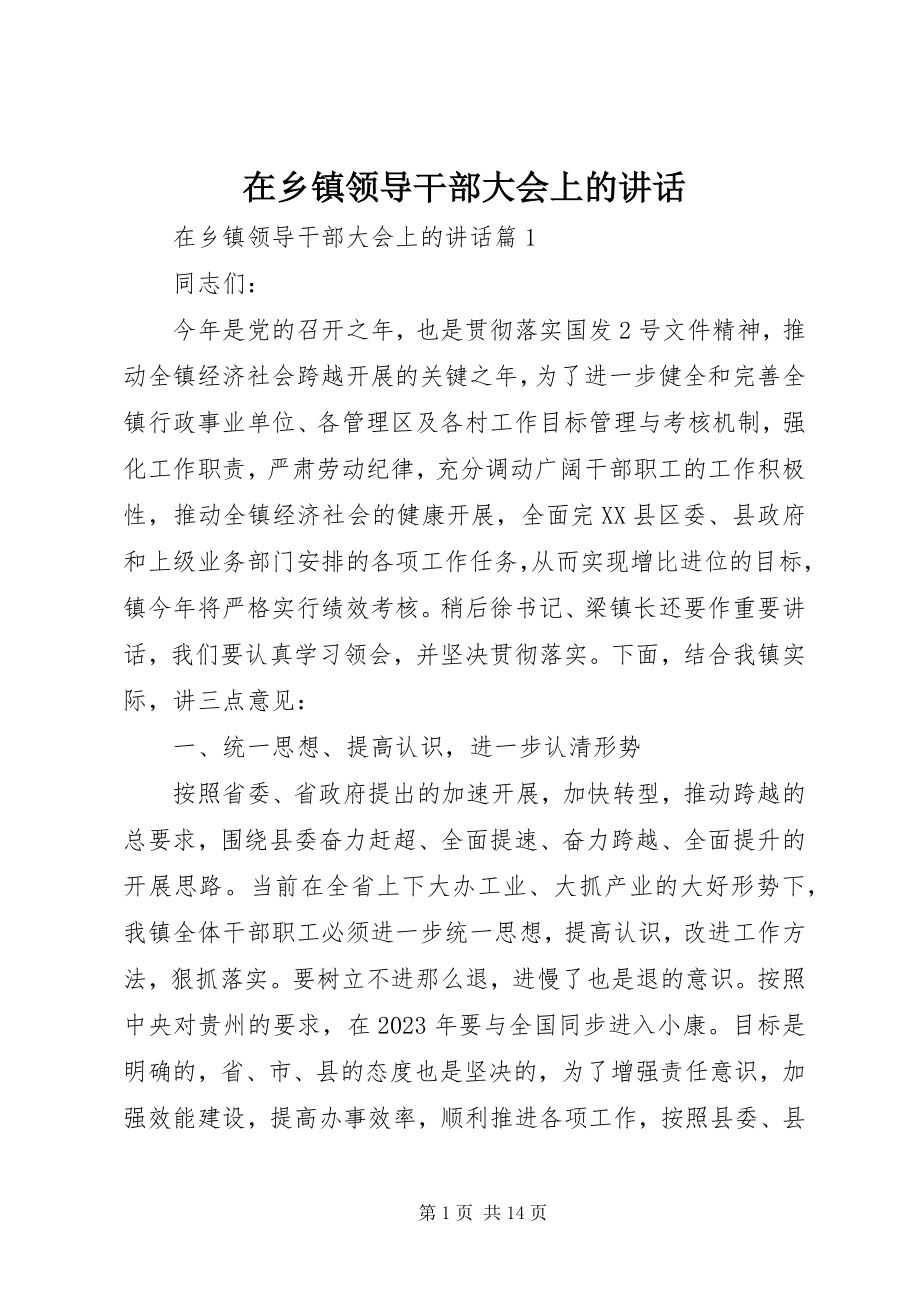 2023年在乡镇领导干部大会上的致辞.docx_第1页