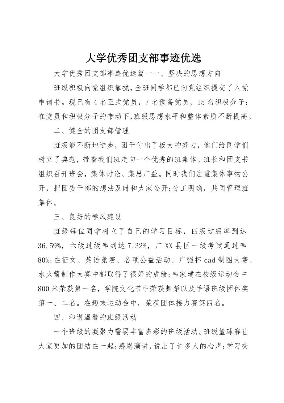 2023年大学优秀团支部事迹优选.docx_第1页