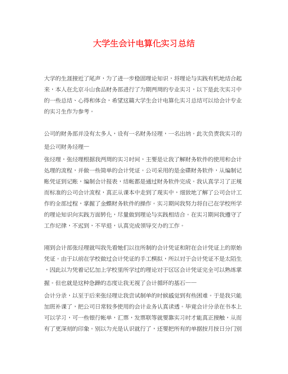 2023年大学生会计电算化实习总结.docx_第1页