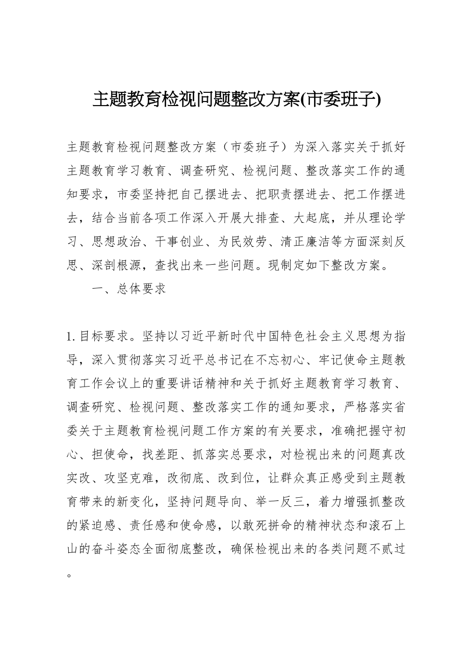 2023年主题教育检视问题整改方案 5.doc_第1页