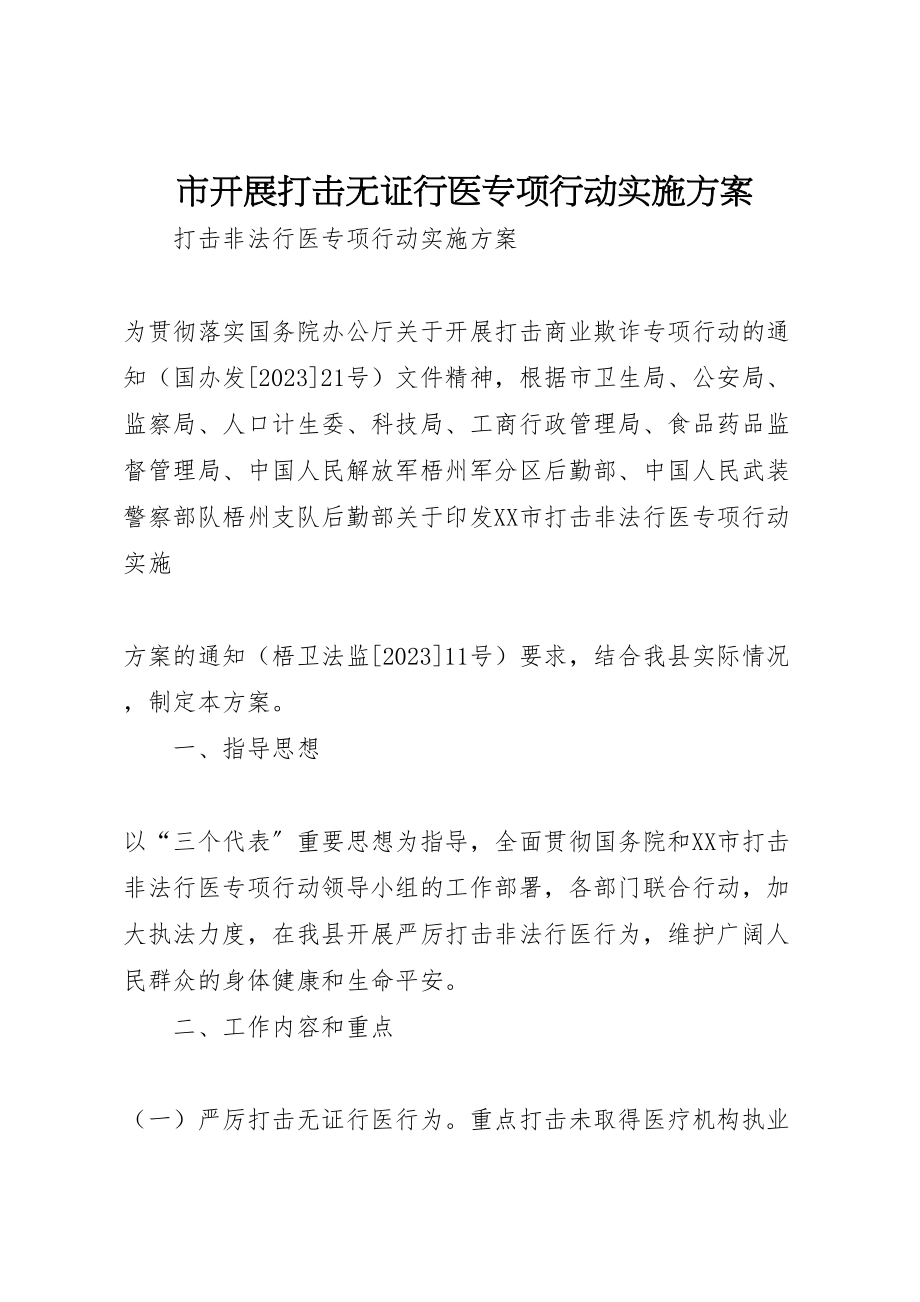 2023年市开展打击无证行医专项行动实施方案 4.doc_第1页