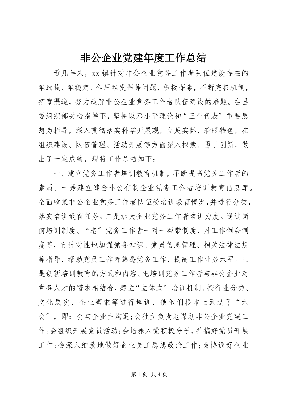 2023年非公企业党建年度工作总结.docx_第1页