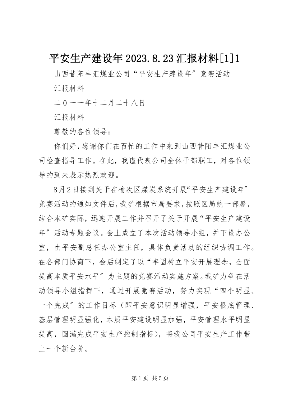 2023年安全生产建设年23汇报材料新编.docx_第1页