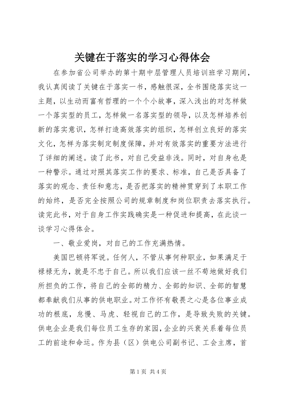 2023年《关键在于落实》的学习心得体会新编.docx_第1页