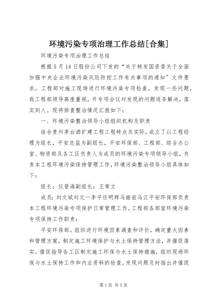 2023年环境污染专项治理工作总结[合集.docx_第1页