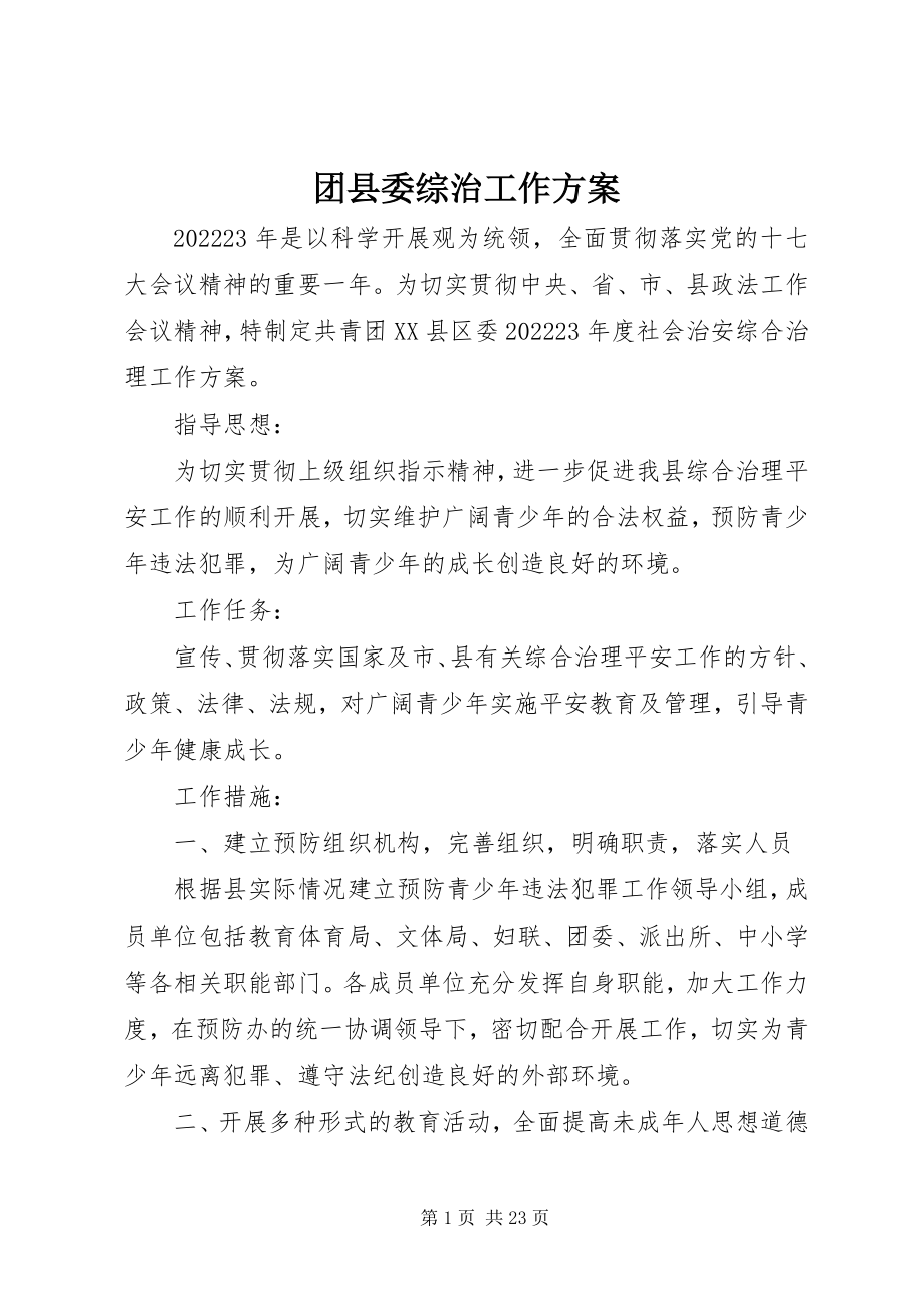 2023年团县委综治工作计划.docx_第1页