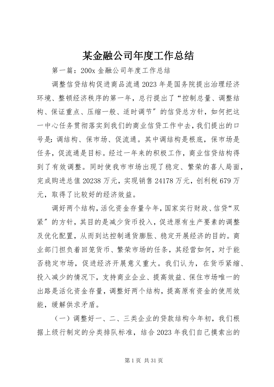 2023年某金融公司度工作总结.docx_第1页