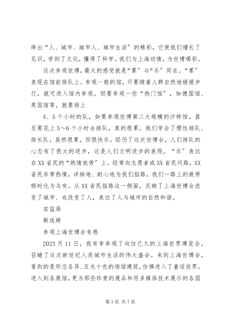 2023年参观上海世博会的心得体会新编.docx_第3页