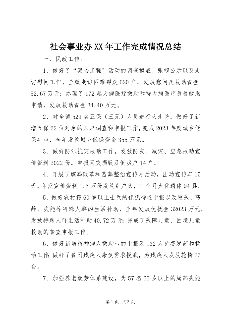 2023年社会事业办工作完成情况总结.docx_第1页