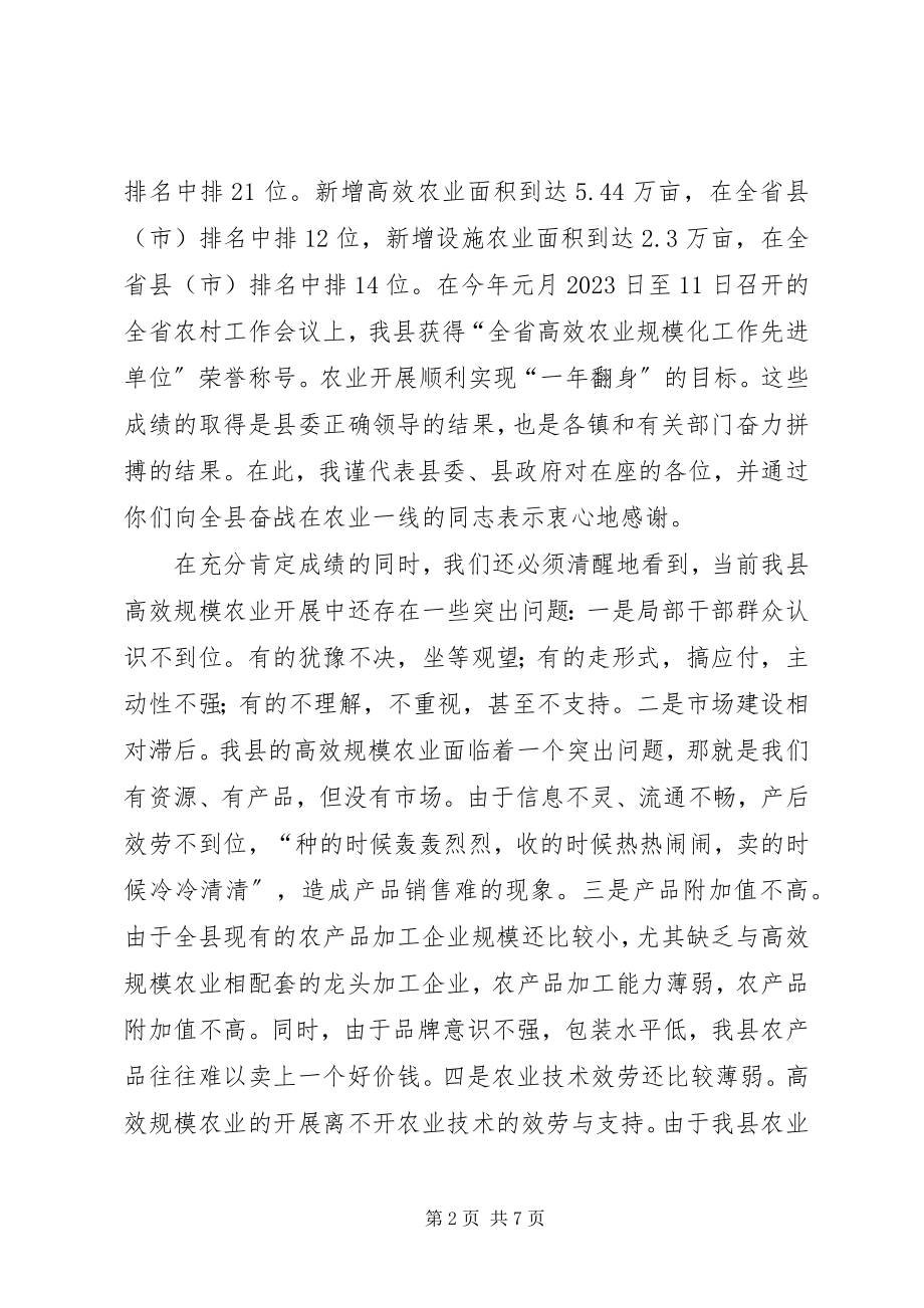 2023年县高效农业现场观摩会致辞.docx_第2页