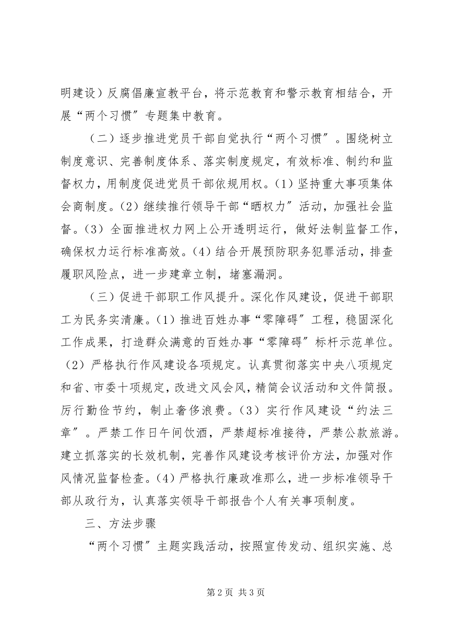 2023年继续推进“两个习惯”主题实践活动的实施方案.docx_第2页