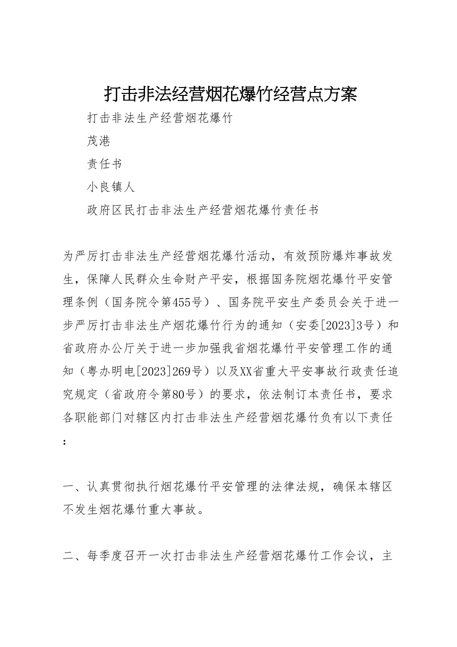 2023年打击非法经营烟花爆竹经营点方案 .doc_第1页