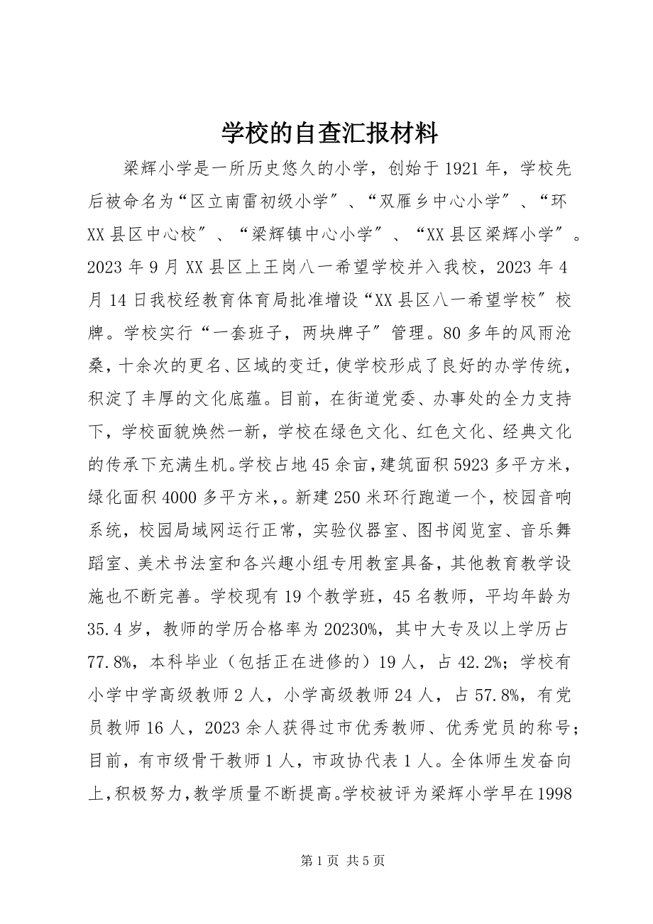 2023年学校的自查汇报材料.docx_第1页