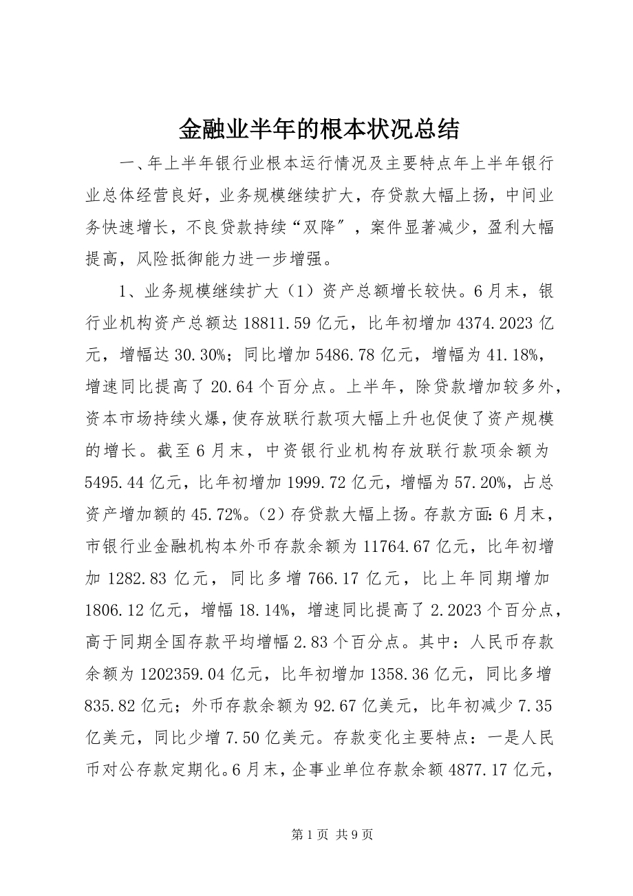 2023年金融业半的基本状况总结.docx_第1页