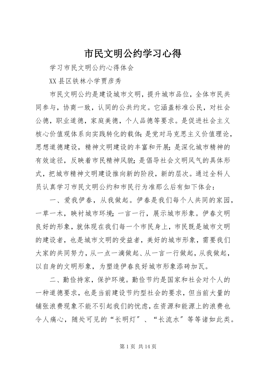 2023年《市民文明公约》学习心得.docx_第1页