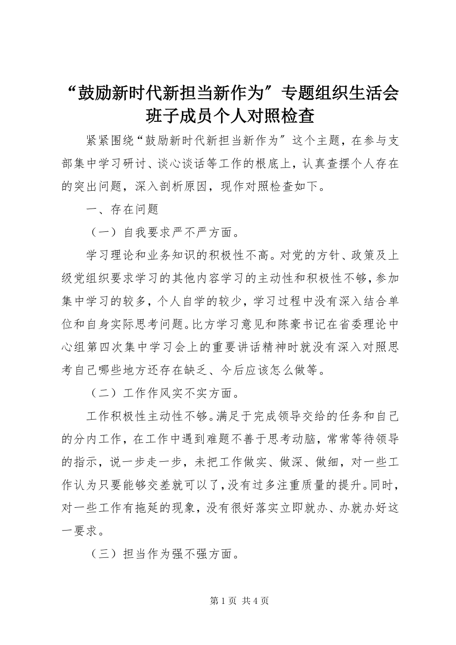 2023年激励新时代新担当新作为专题组织生活会班子成员个人对照检查.docx_第1页