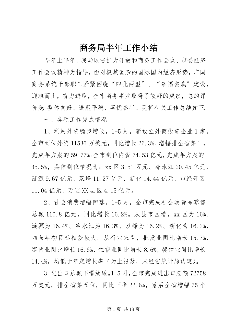 2023年商务局半年工作小结.docx_第1页