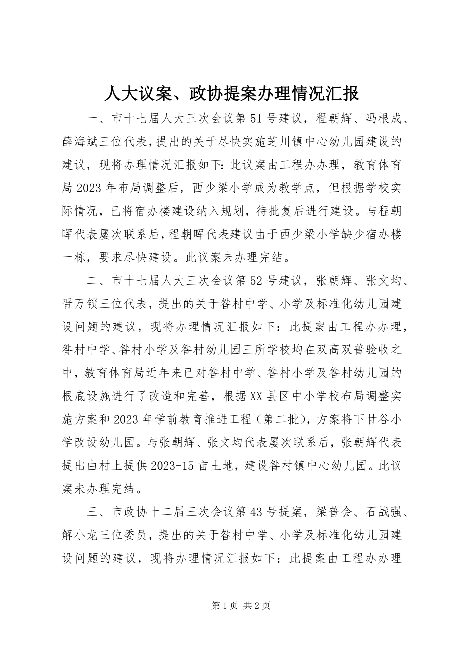 2023年人大议案政协提案办理情况汇报.docx_第1页