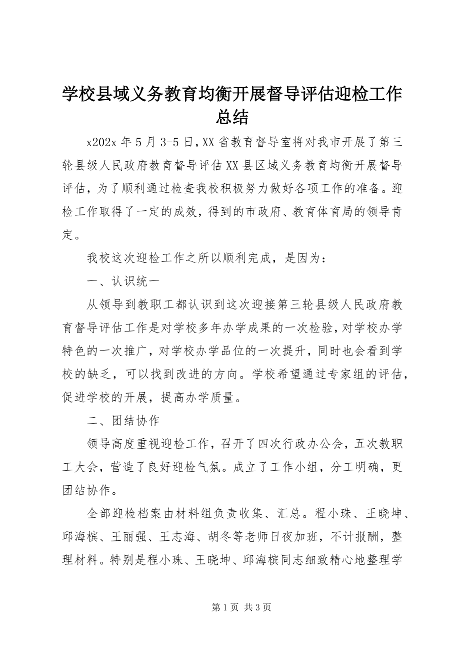 2023年学校县域义务教育均衡发展督导评估迎检工作总结.docx_第1页