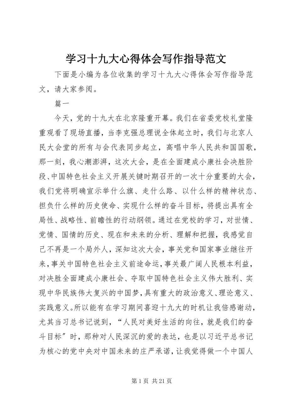 2023年学习十九大心得体会写作指导.docx_第1页