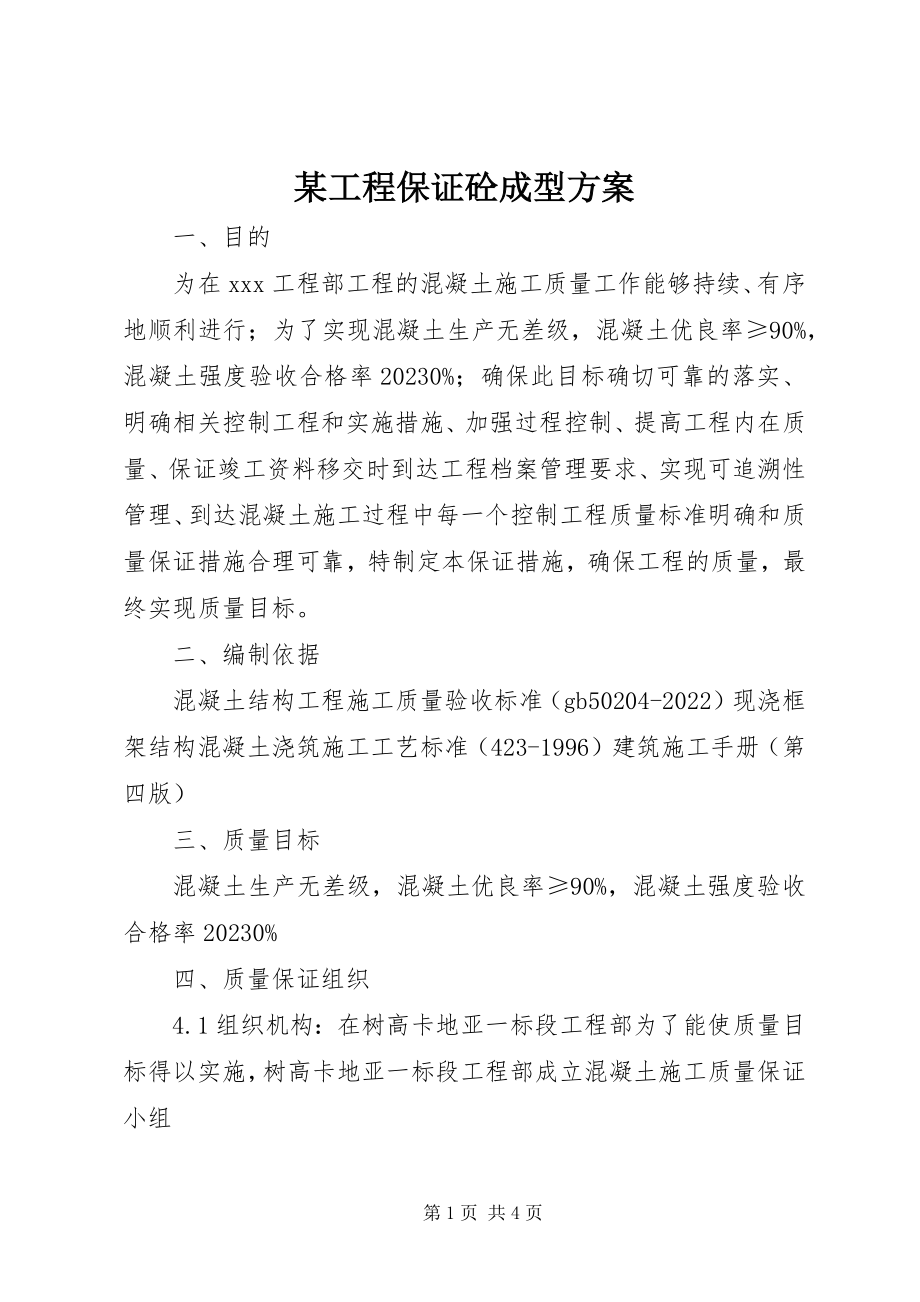 2023年某工程保证砼成型方案.docx_第1页