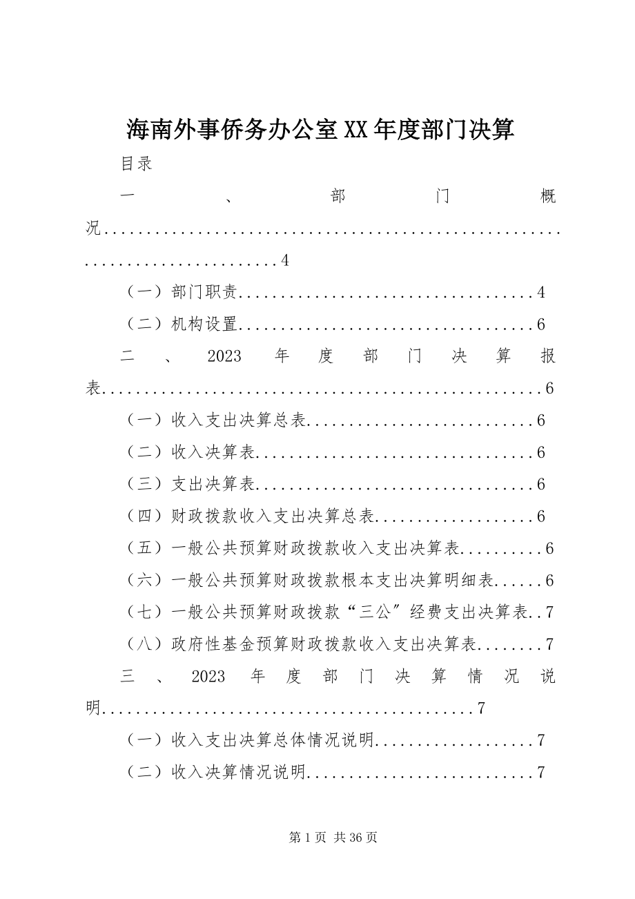 2023年海南外事侨务办公室度部门决算.docx_第1页