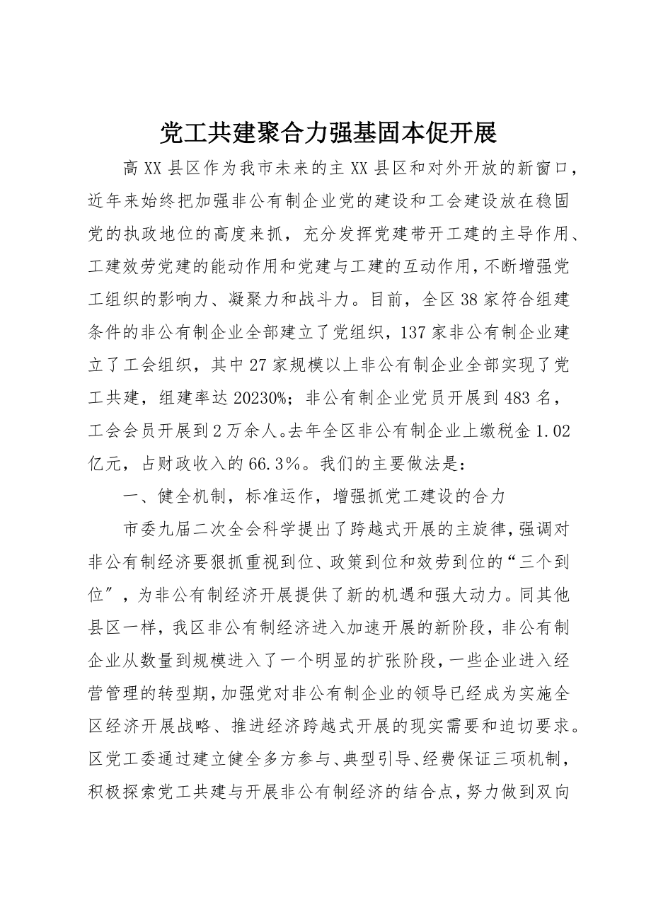 2023年党工共建聚合力强基固本促发展.docx_第1页