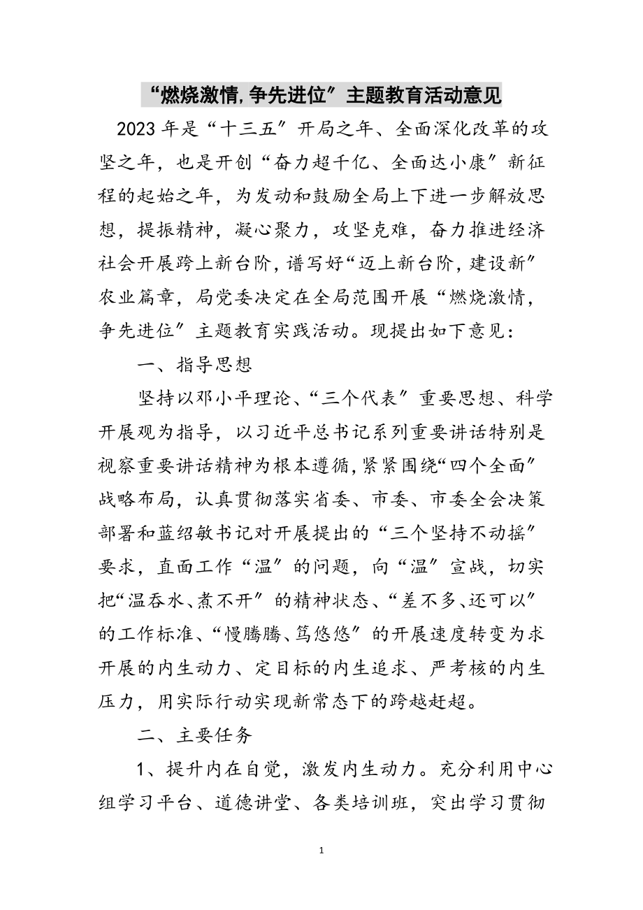 2023年“燃烧激情,争先进位”主题教育活动意见范文.doc_第1页