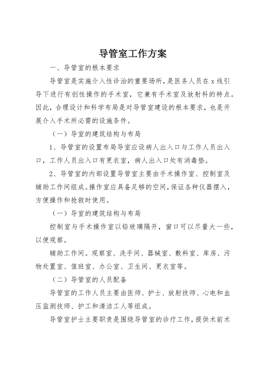 2023年导管室工作计划新编.docx_第1页