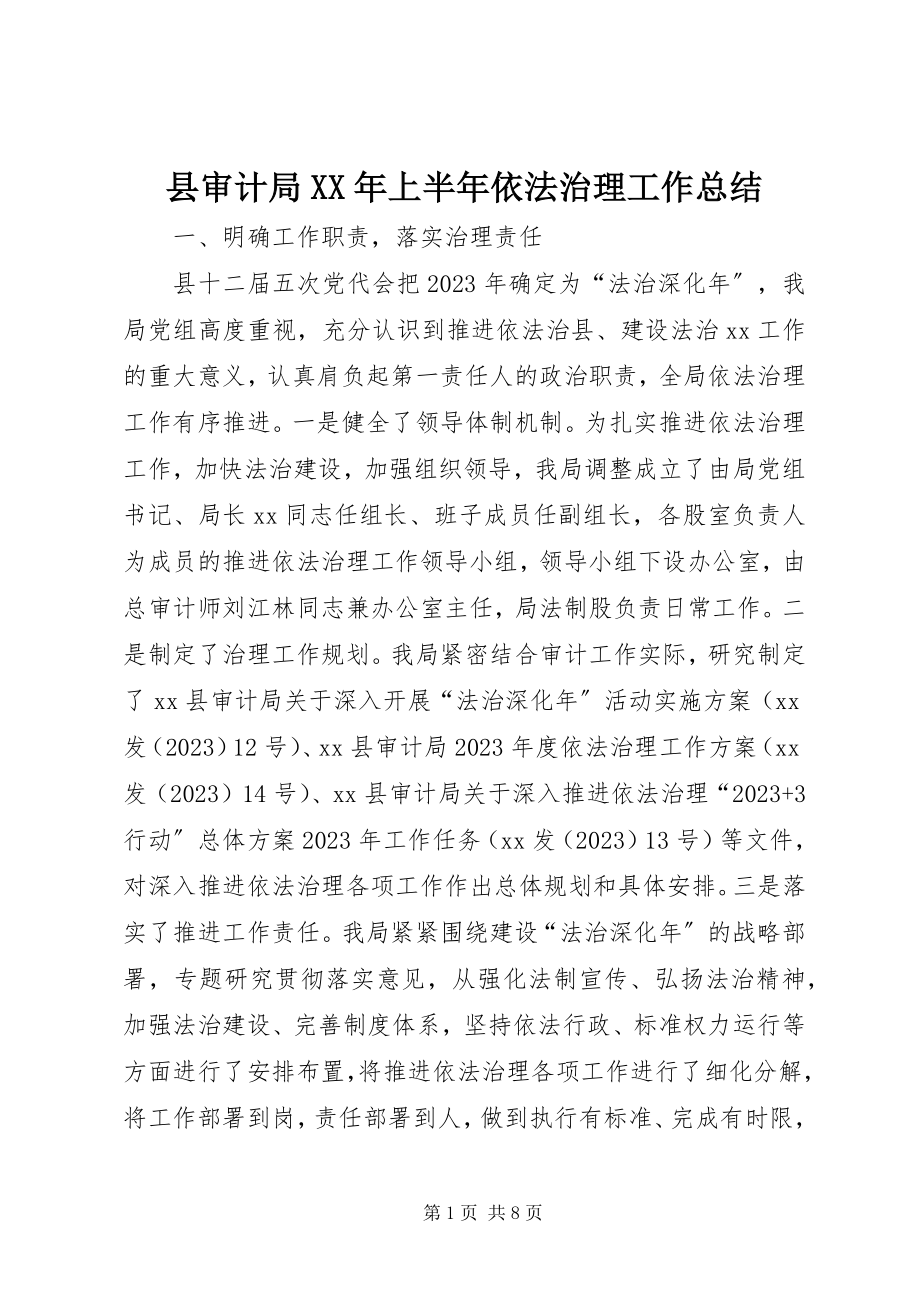 2023年县审计局上半年依法治理工作总结.docx_第1页