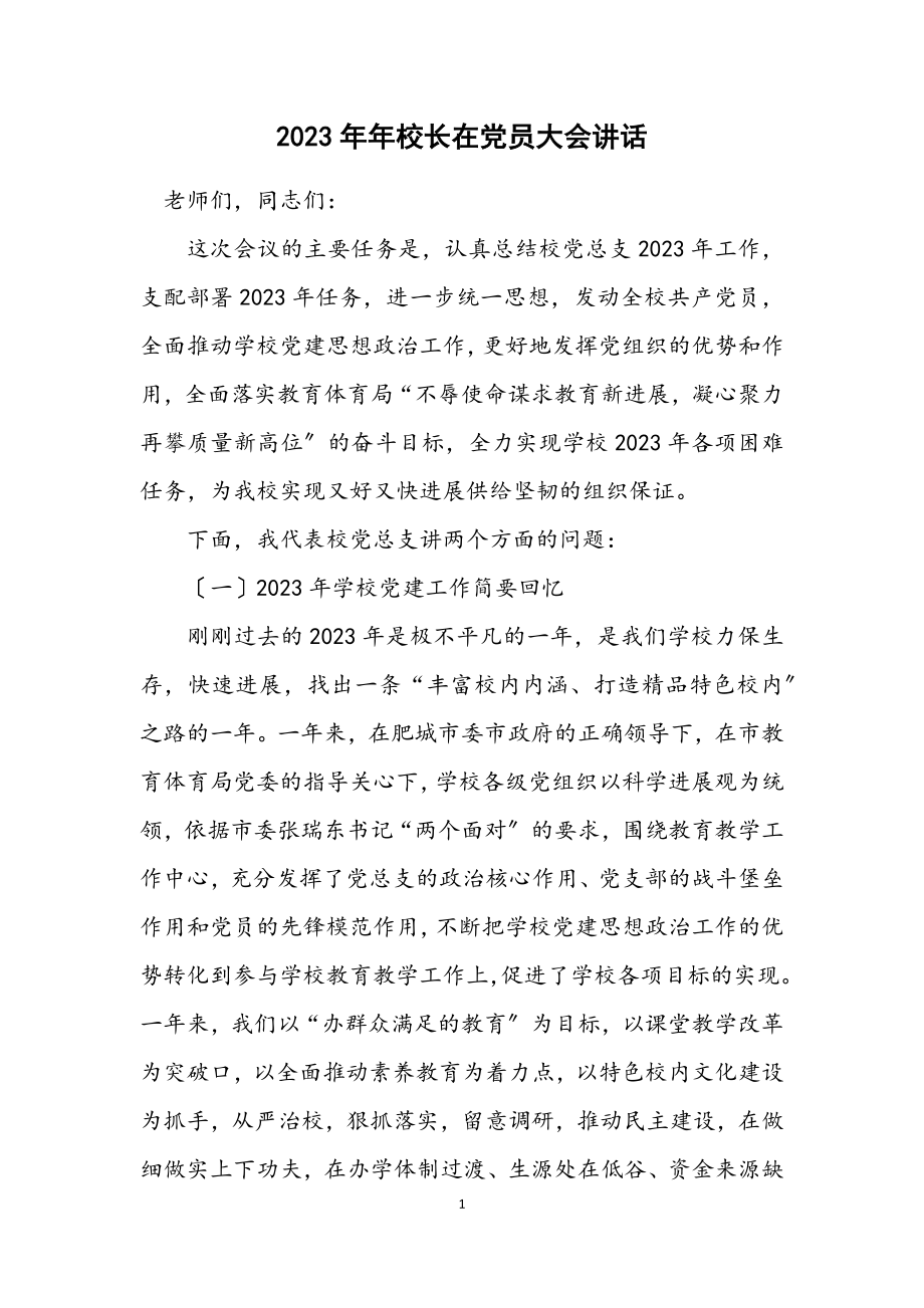 2023年校长在党员大会讲话.docx_第1页