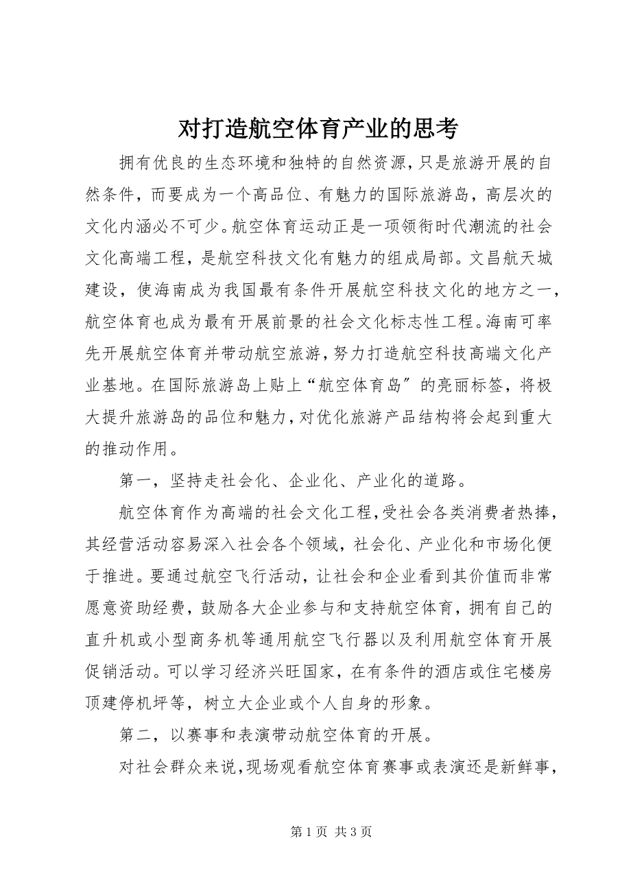 2023年对打造航空体育产业的思考.docx_第1页