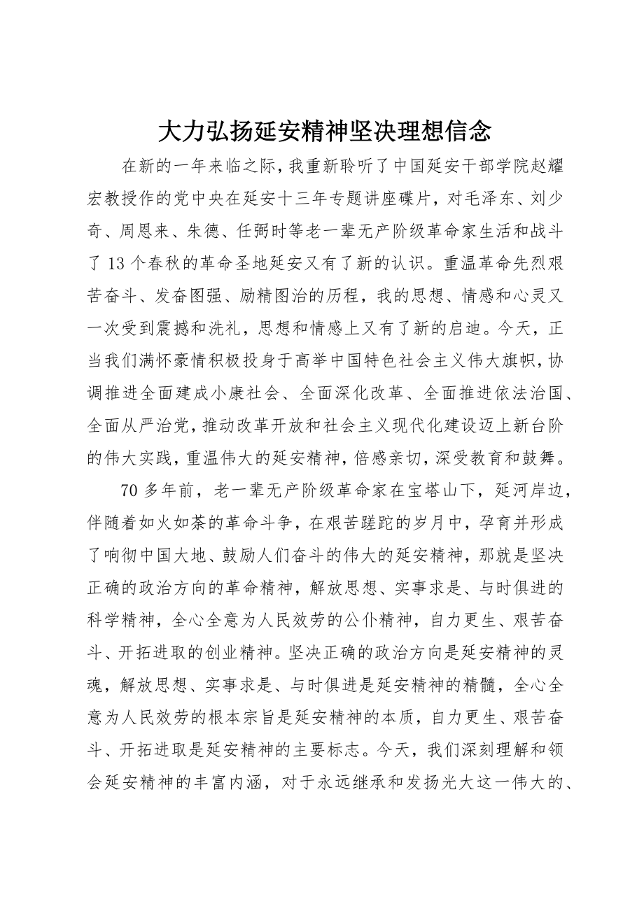 2023年大力弘扬延安精神坚定理想信念.docx_第1页