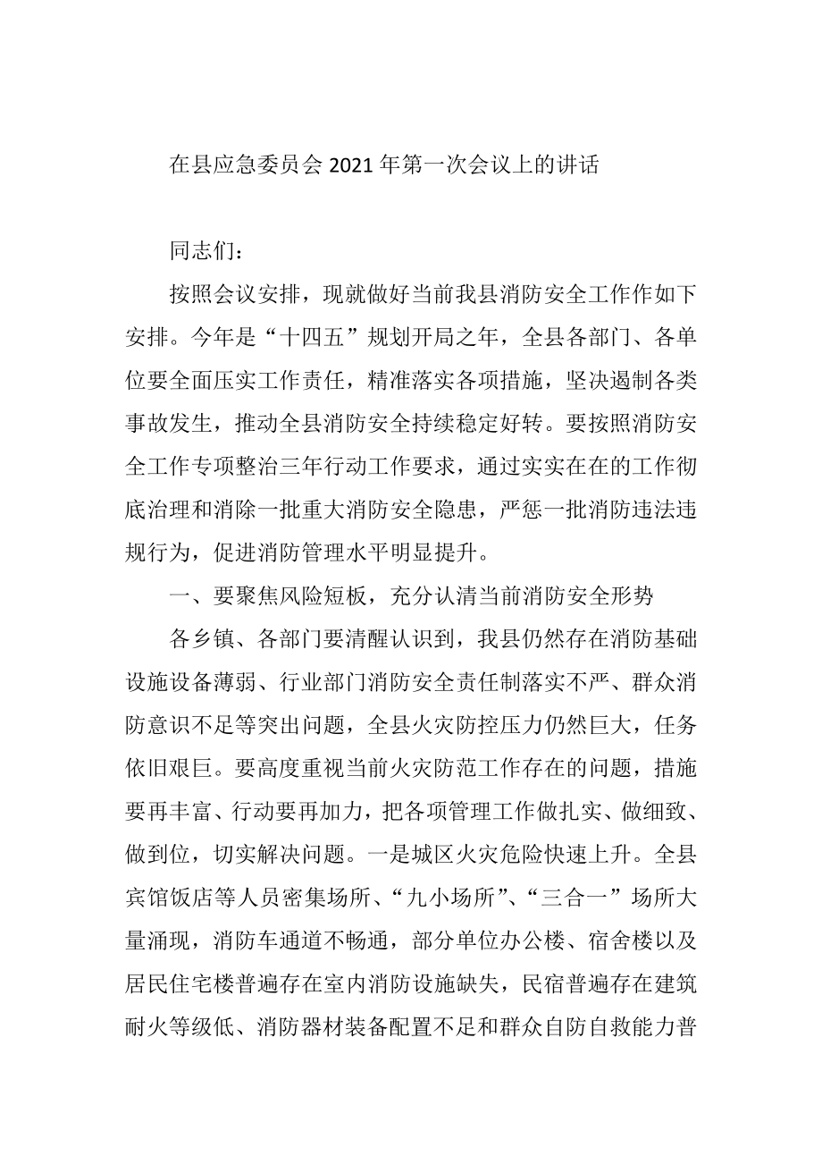 在县应急委员会2021年第一次会议上的讲话.doc_第1页