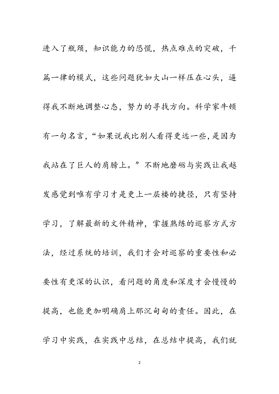 2023年巡察组副组长学习培训和巡察实践的心得交流发言材料.docx_第2页