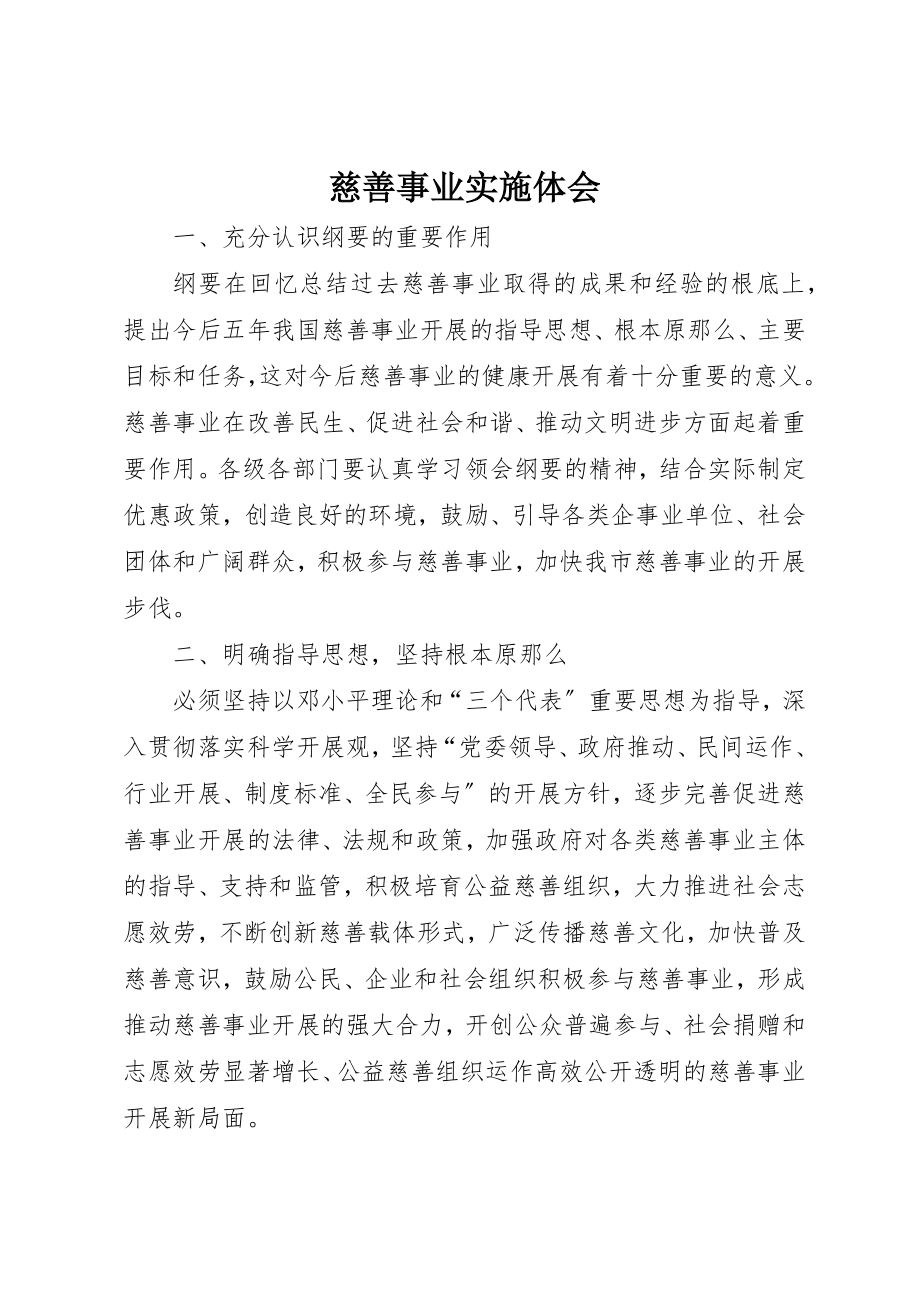 2023年慈善事业实施体会新编.docx_第1页