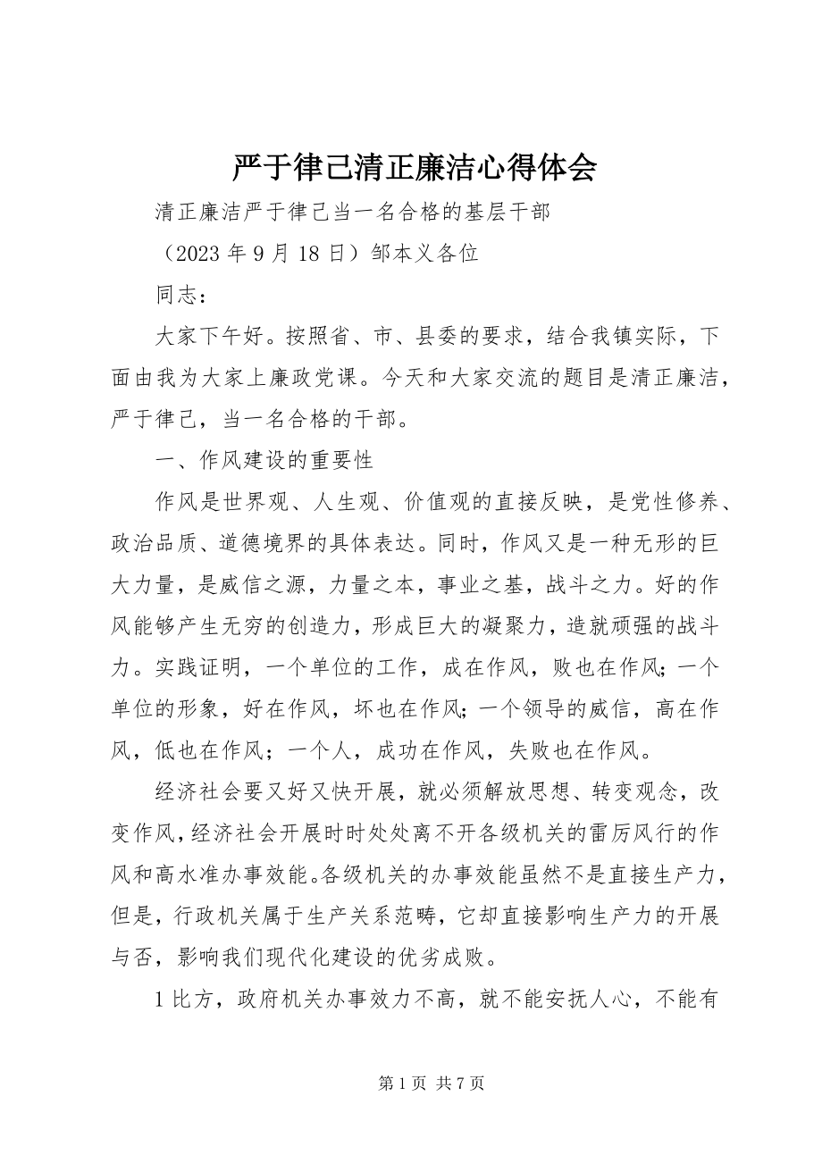 2023年严于律己清正廉洁心得体会.docx_第1页