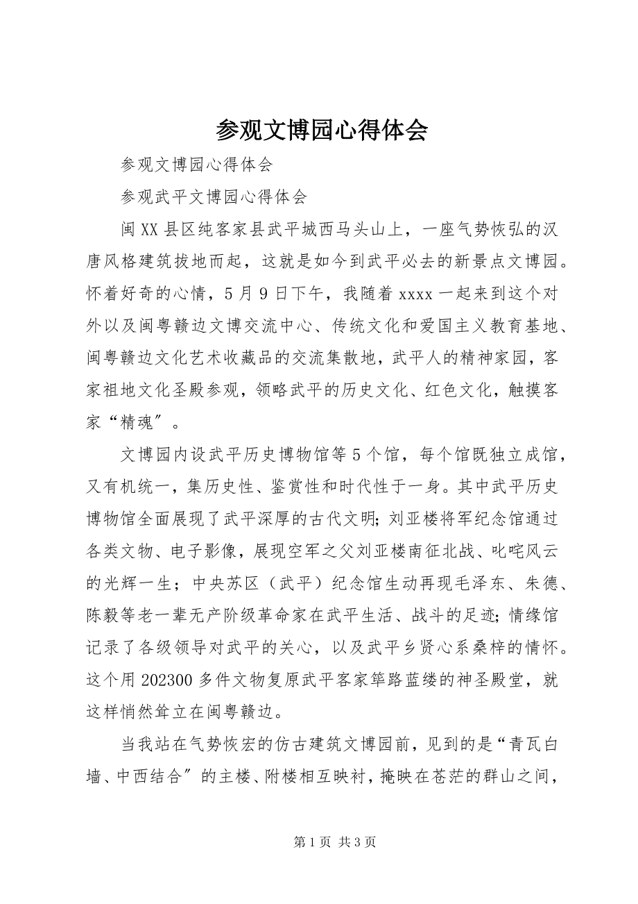 2023年参观文博园心得体会新编.docx_第1页