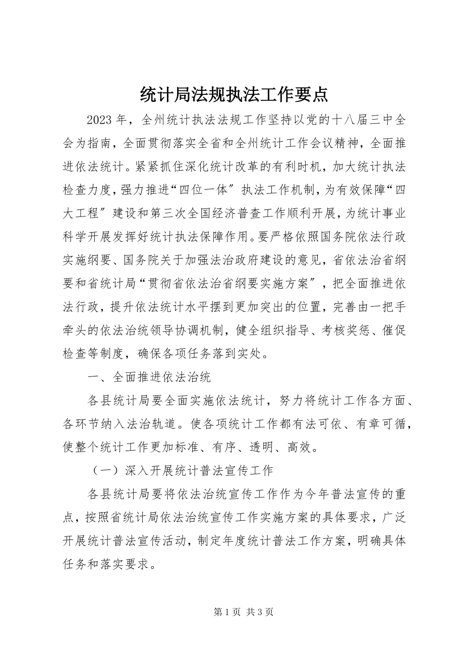 2023年统计局法规执法工作要点.docx_第1页