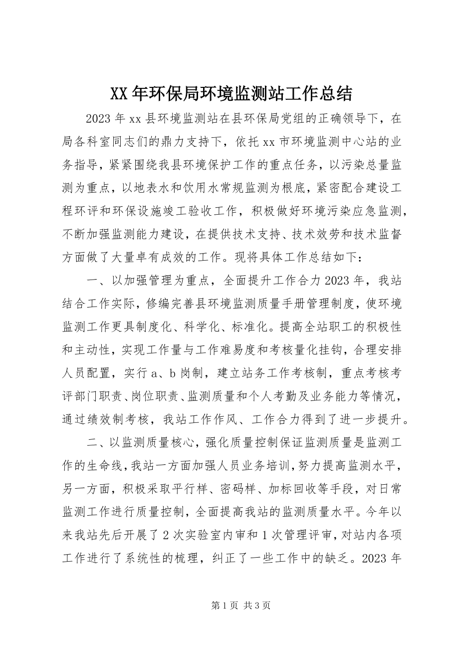 2023年环保局环境监测站工作总结.docx_第1页