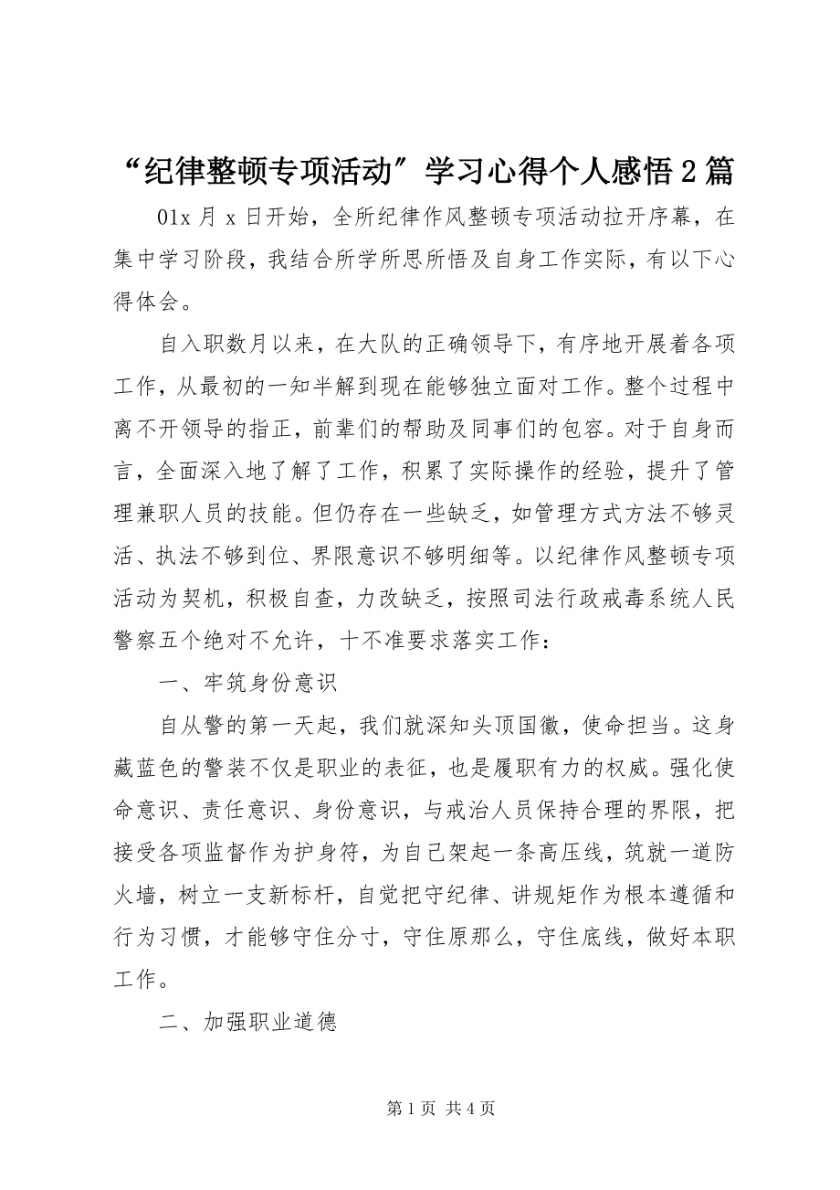 2023年纪律整顿专项活动学习心得个人感悟篇.docx_第1页