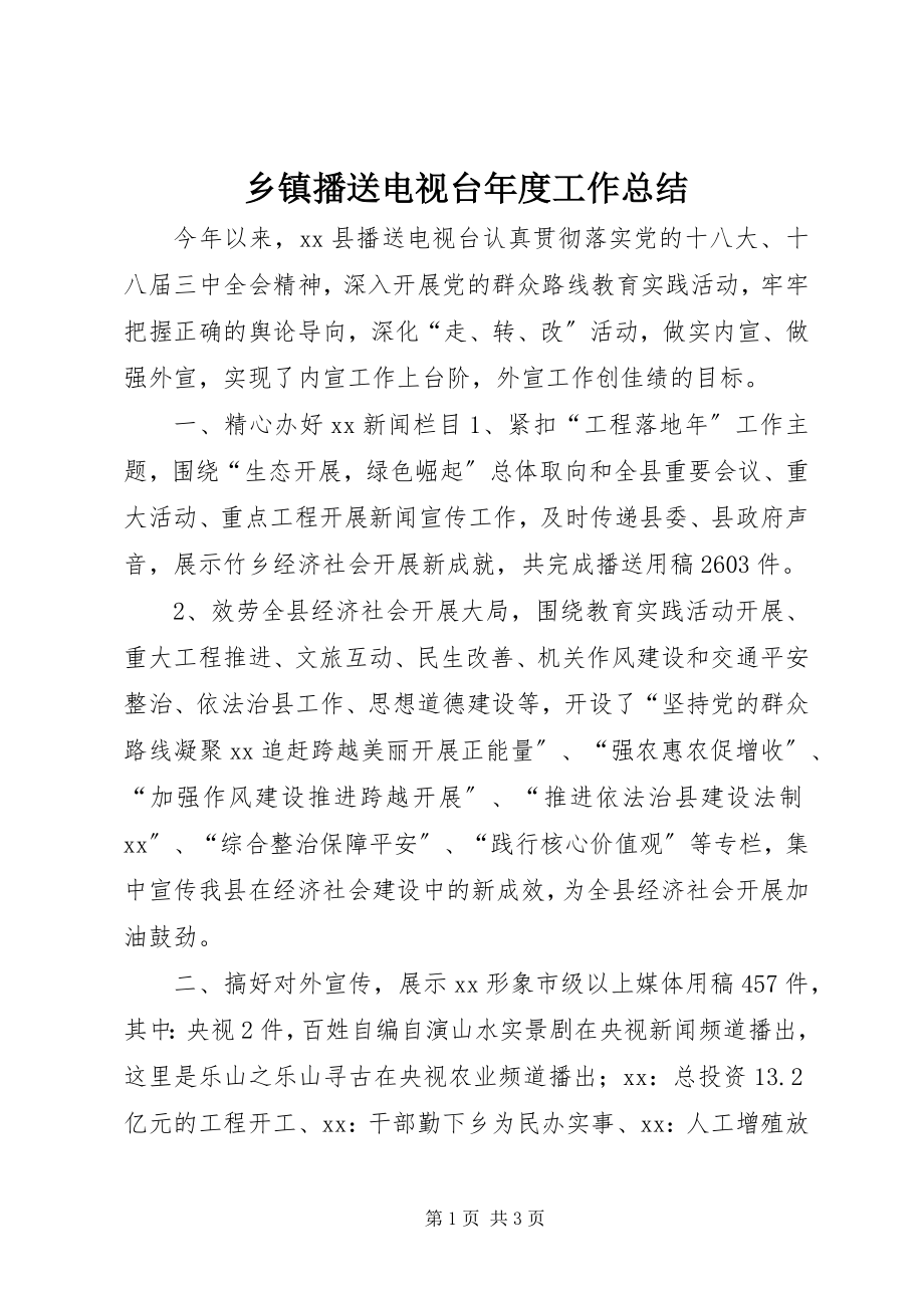 2023年乡镇广播电视台年度工作总结.docx_第1页