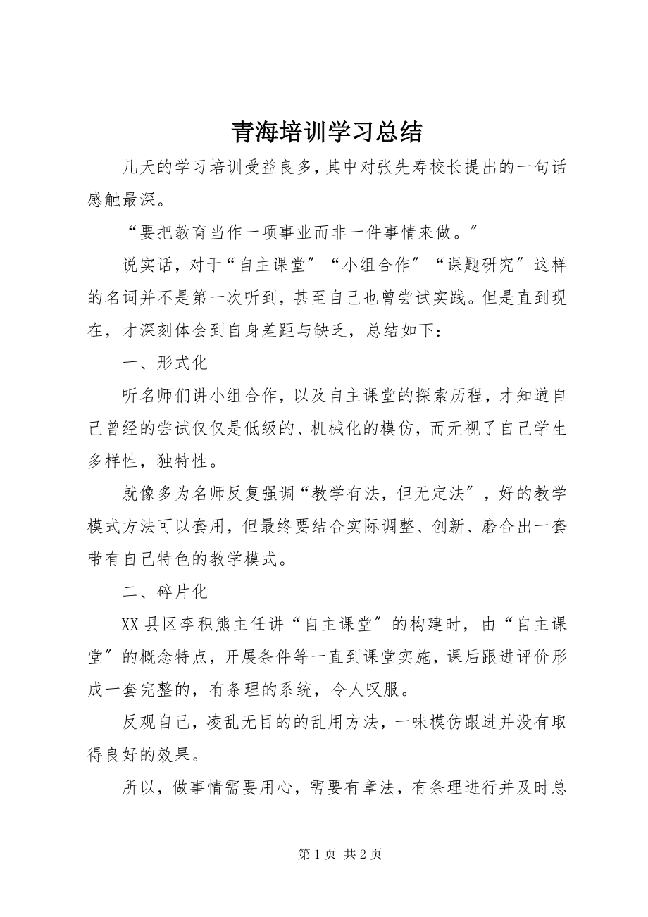 2023年青海培训学习总结.docx_第1页