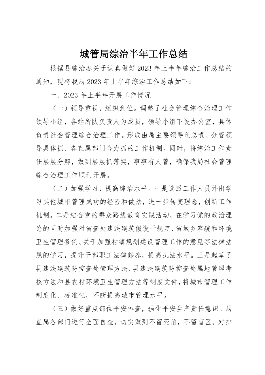 2023年城管局综治半年工作总结新编.docx_第1页