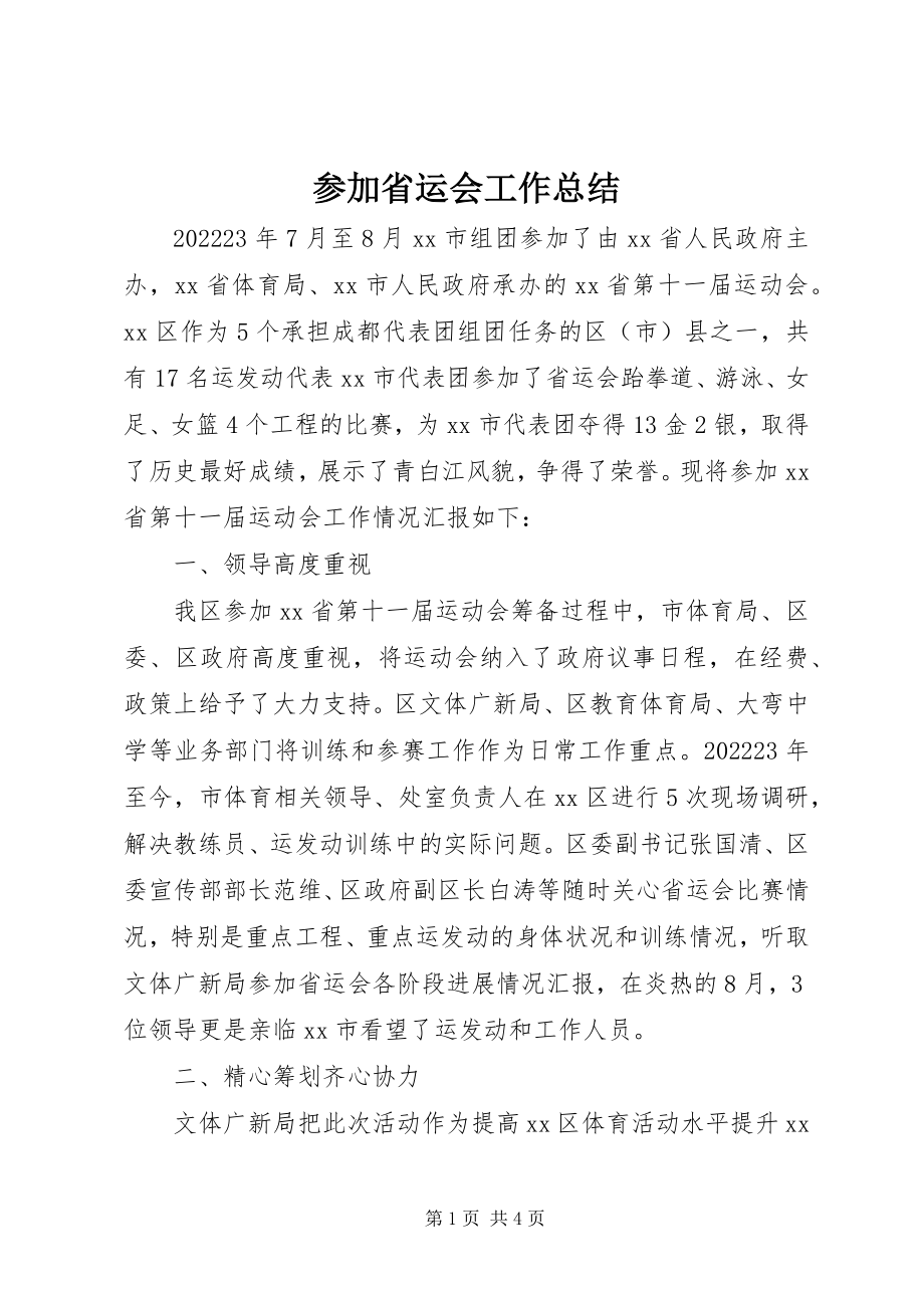 2023年参加省运会工作总结新编.docx_第1页