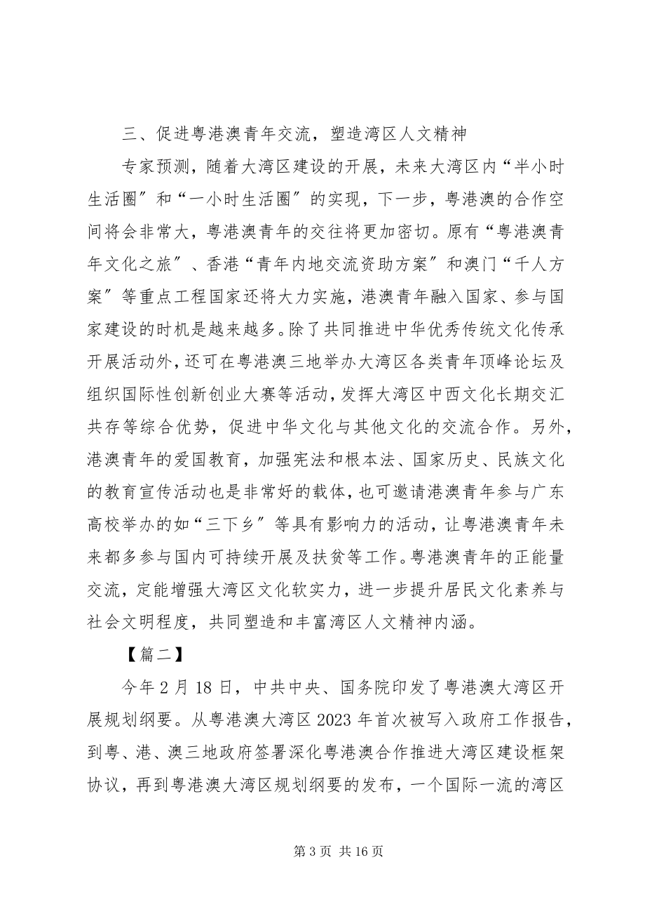 2023年学习《粤港澳大湾区发展规划纲要》心得七篇.docx_第3页