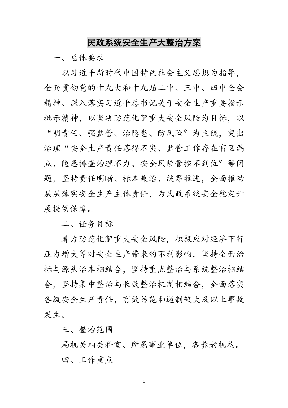 2023年民政系统安全生产大整治方案范文.doc_第1页