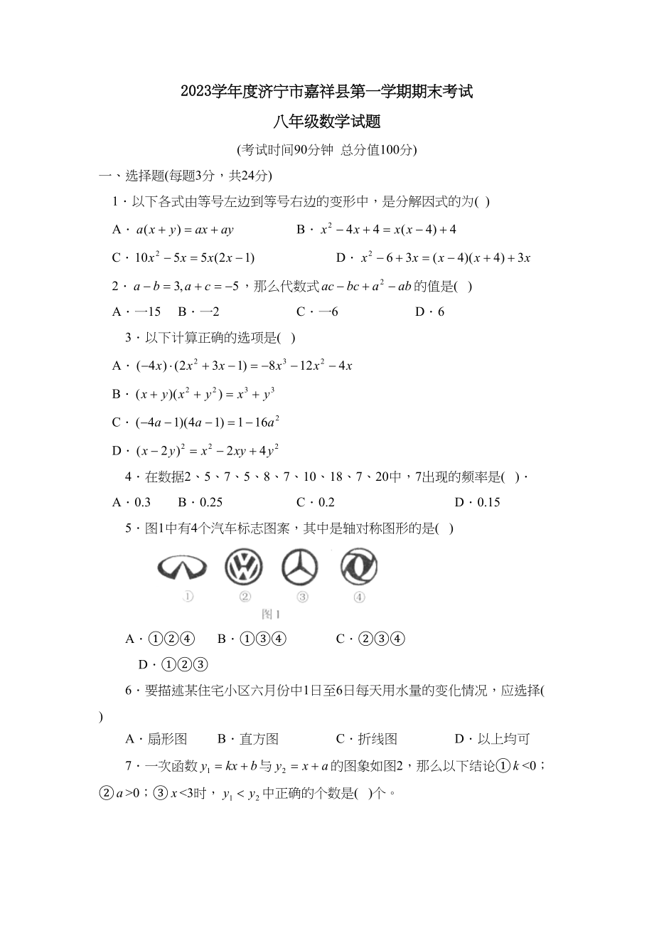 2023年度济宁市嘉祥县第一学期八年级期末考试初中数学.docx_第1页