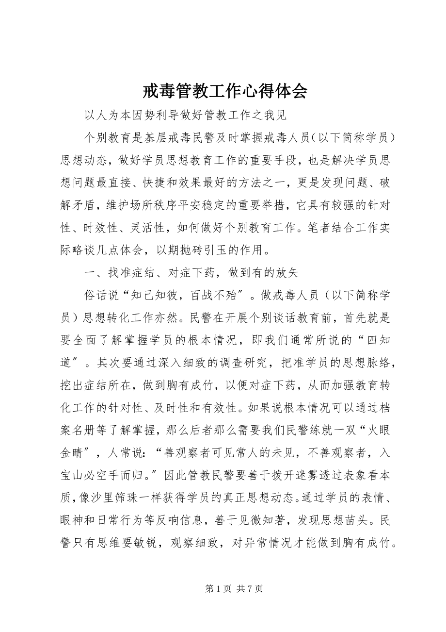 2023年戒毒管教工作心得体会.docx_第1页